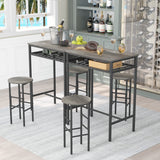 Kitchen Bar Table Dining Table Set for 2, Counter Height Breakfast Table with Bar