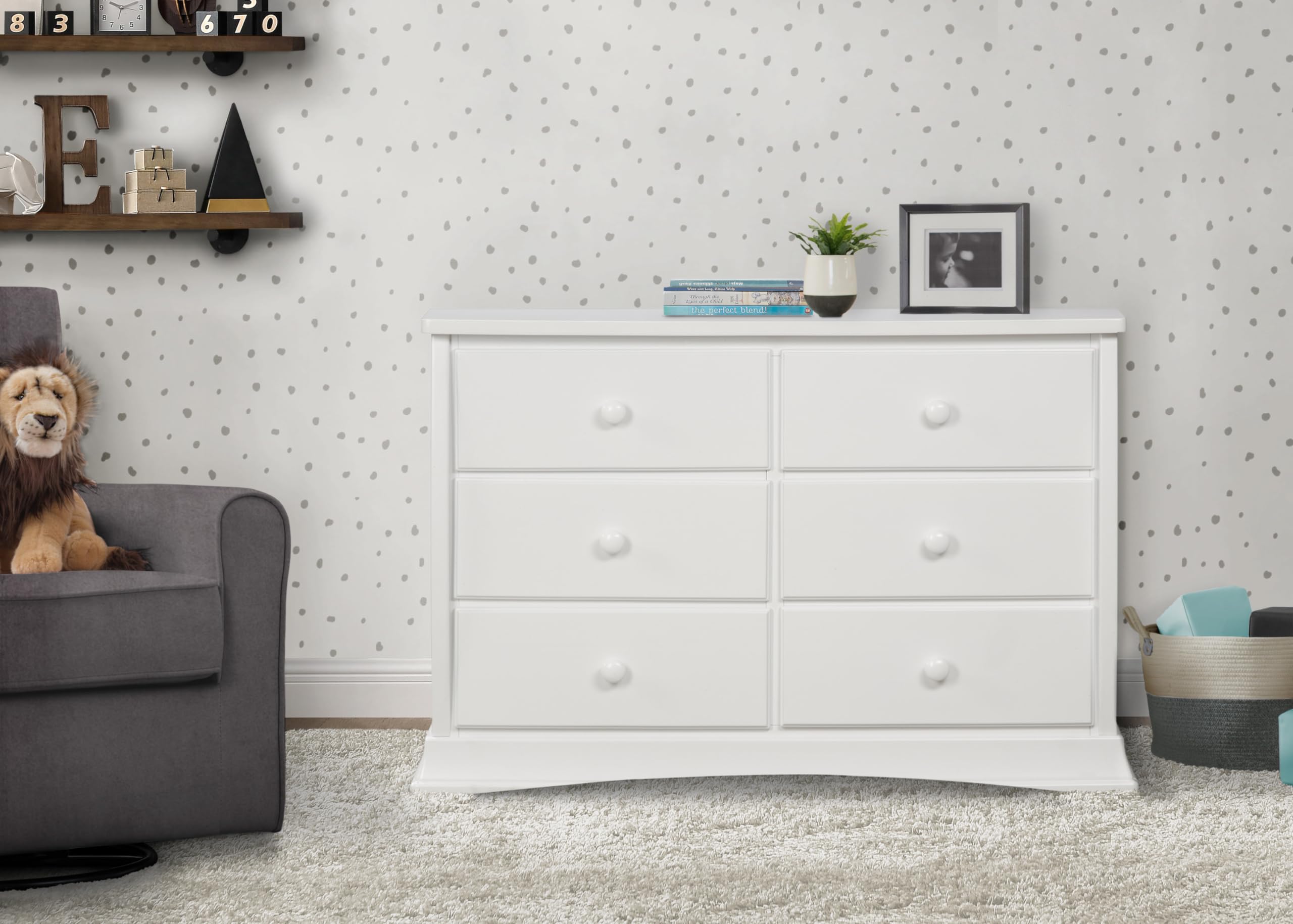 Bentley 6 Drawer Dresser with Interlocking Drawers - Greenguard Gold Certified, White