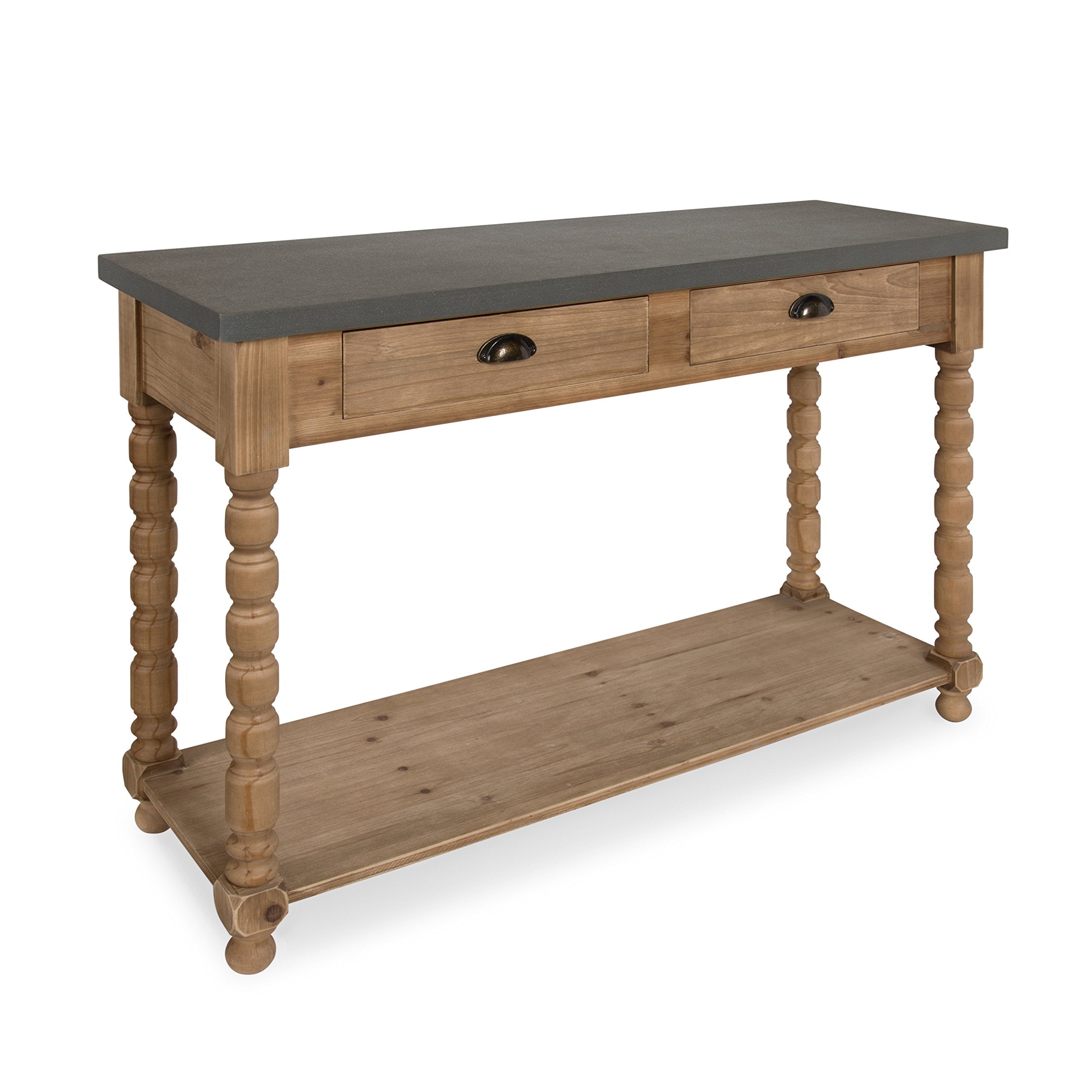 Rutledge Farmhouse Chic Two Drawer Console Table, Rustic Wood