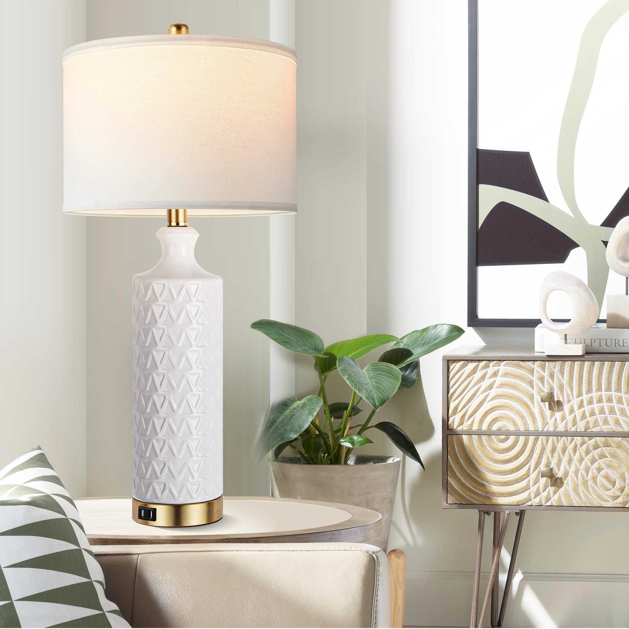 Touch Control Table Lamp Set of 2 with USB Ports