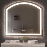 84x40 Inch Arch LED Bathroom Mirror with Dimmable Lights