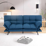 Futon Sofa Bed, Grey Linen Memory Foam Futon Sleeper Sofa Loveseat Convertible Couch Bed for Small Compact Living Spaces,Apartment