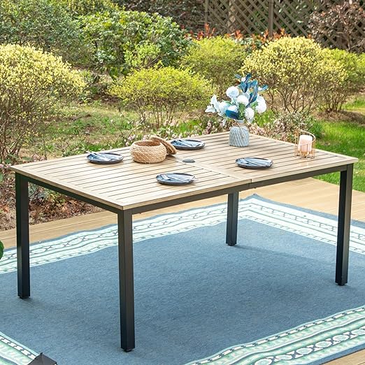 42" Square Outdoor Dining Table, Patio Furniture Wood-Like Tabletop