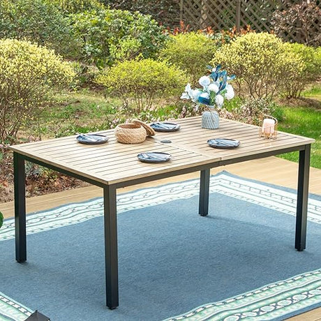 42" Square Outdoor Dining Table, Patio Furniture Wood-Like Tabletop