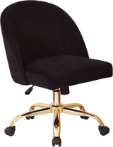 Layton Mid-Back Adjustable Office Chair with 5-Star Base, Gold Finish and Oyster Velvet