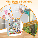 4 Tier Kids Bookshelf and Toy Storage Organizer with 8 Wooden Large Capacity Cabinet for Childrens Suitable for Nursery