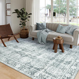 Washable Rugs 9x12 Vintage Large Area Rugs for Living Room Non Slip Retro 9X12 Rug for Bedroom Stain Resistant Low Pile Accent Rug Ultra-Thin Carpet for Dining Room Home Office