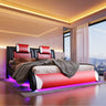 LED Full Size Bed Frame with Faux Leather Headboard