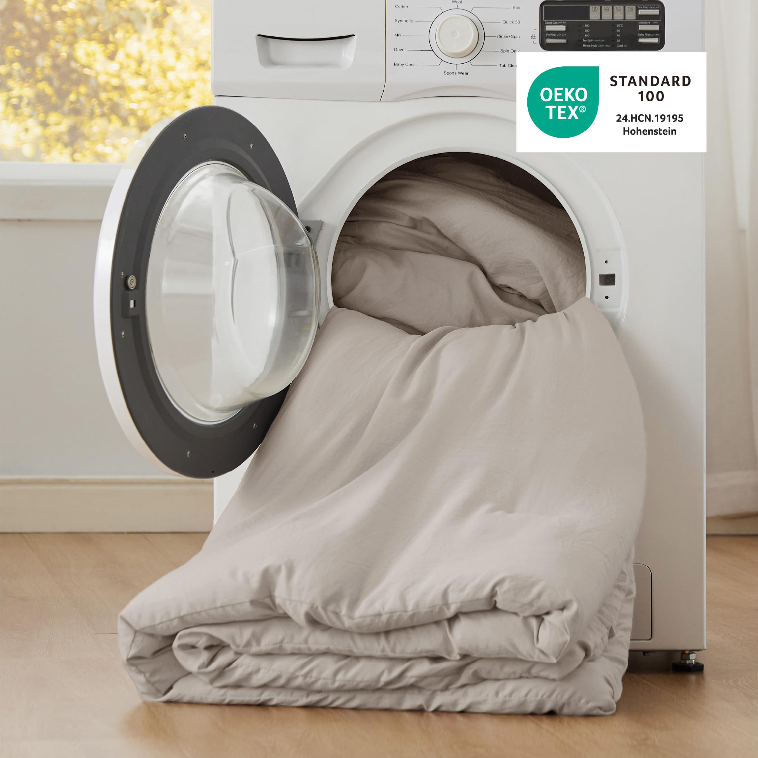 Queen Size Linen Comforter Set - 3 Piece Prewashed Bedding