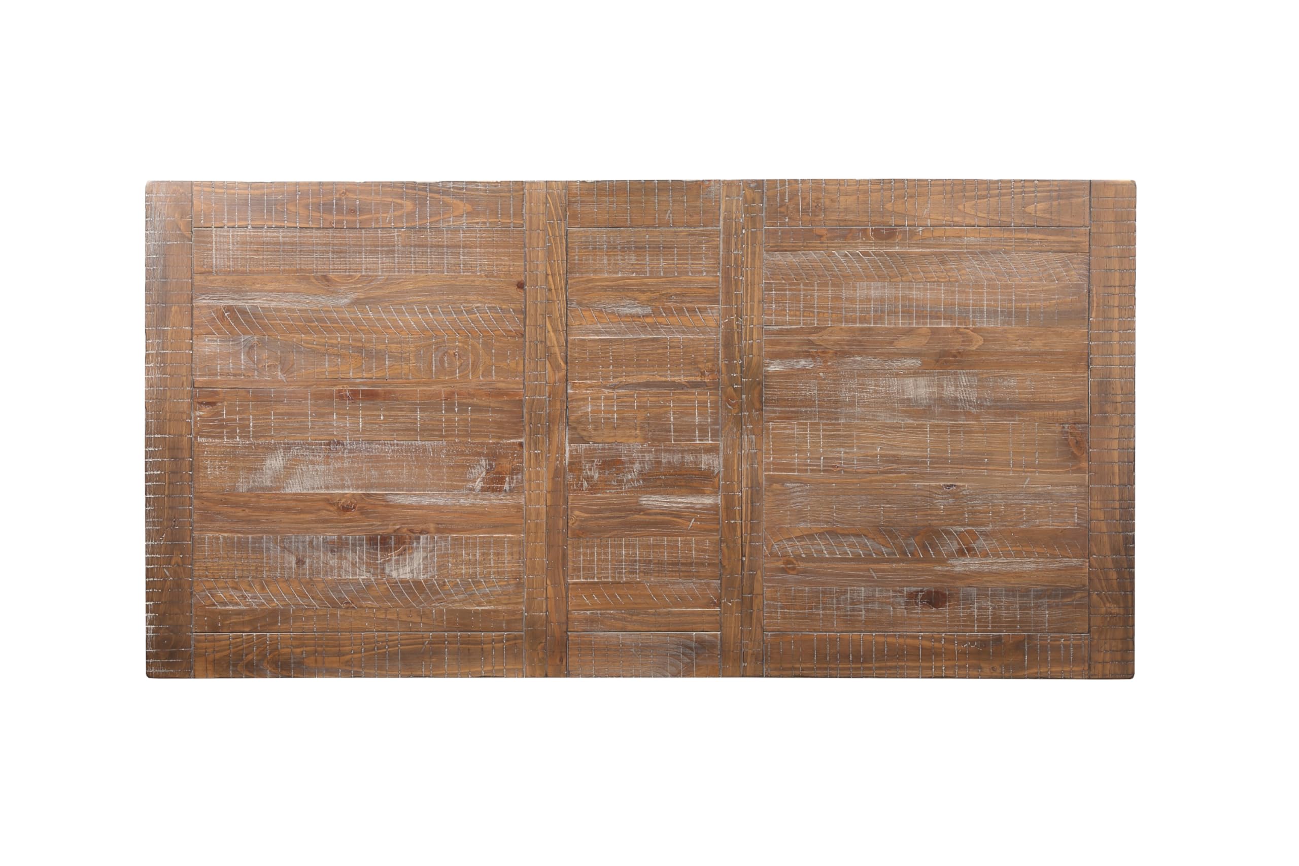 Steve Silver Furniture Modern Ranch Dining Distressed Heirloom Aesthetic, 80-Inch Length with Leaf, Driftwood Finish, Chamfered Legs Table, Brown
