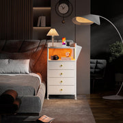 Tall Dresser with 4 Fabric Drawers, White Dresser