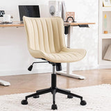 Black Ergonomic Home Office Desk Chair with Wheels Comfy Armless Criss Cross Chair