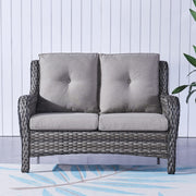 Outdoor Loveseat Wicker Patio Sofa - 2-Seat Rattan Outdoor Couch Patio Furniture