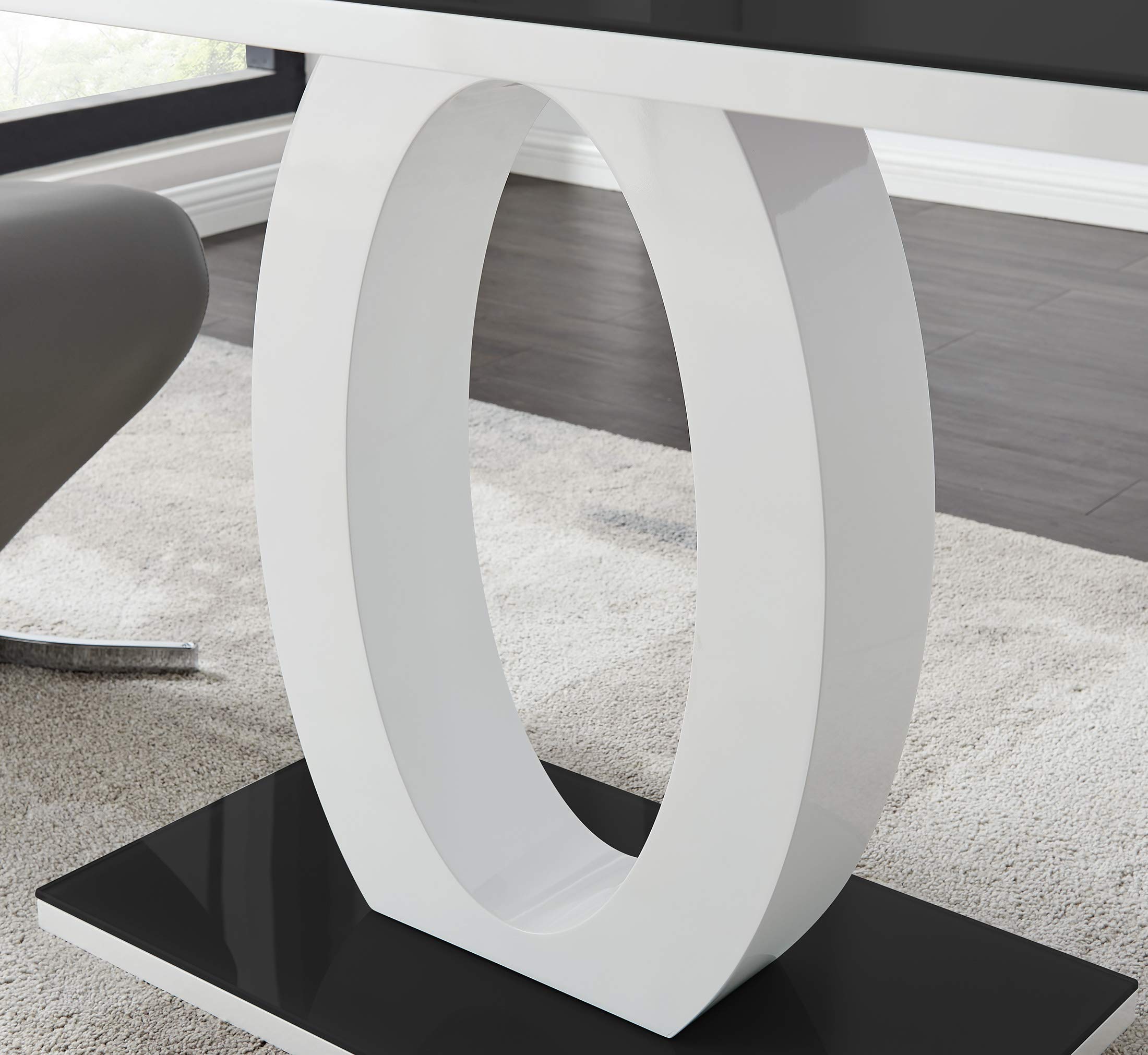 Giovani High Gloss Glass Dining Table with 4 Upholstered Chairs