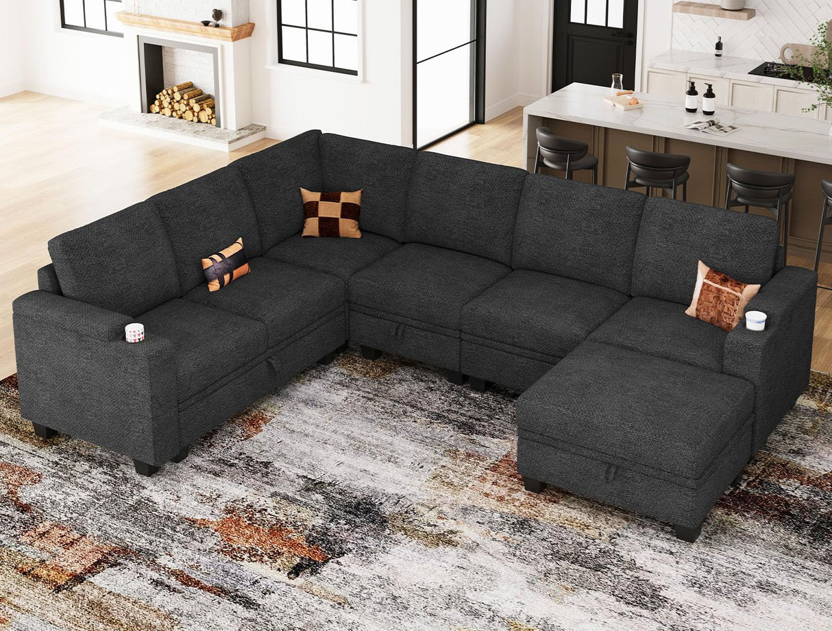 Modular Sectional Sofa with Storage, L Shaped Sectional Couch