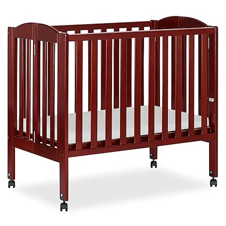 2-in-1 Portable Folding Stationary Side Crib in Dusty Pink, Greenguard Gold Certified