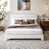 Upholstered Queen Size Bed Frame with Adjustable Headboard