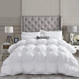 All-Season Goose Down Feather Fiber Comforter Queen Size Duvet Insert, Exquisite Pinch
