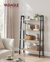 Ladder Shelf, 4-Tier Bookshelf, Storage Rack, Bookcase with Steel Frame, for Living Room