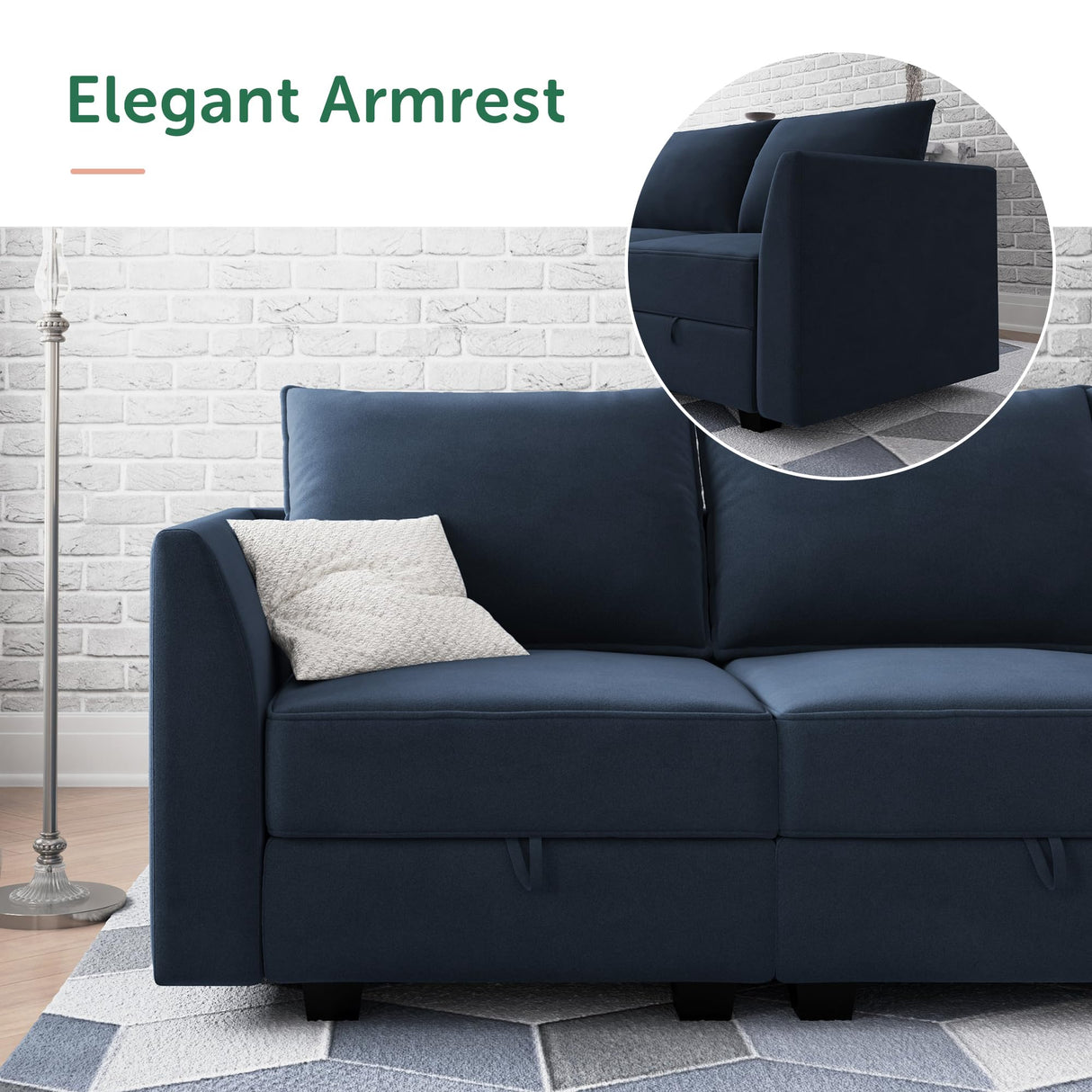 Modular Sectional Sofa Velvet L Shaped Couch with Storage Ottoman Convertible