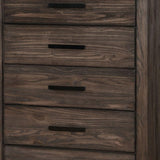 Benjara  Wire-Brushed Wooden Chest with Metal Bar Handles