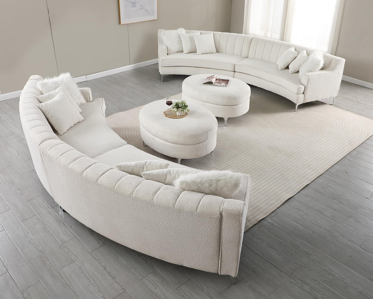 Curved Sectional Sofa with Table Luxurious Boucle Sectional Couch