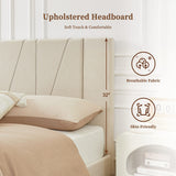 Upholstered Platform with Complete Headboard and Strong Wooden Slats