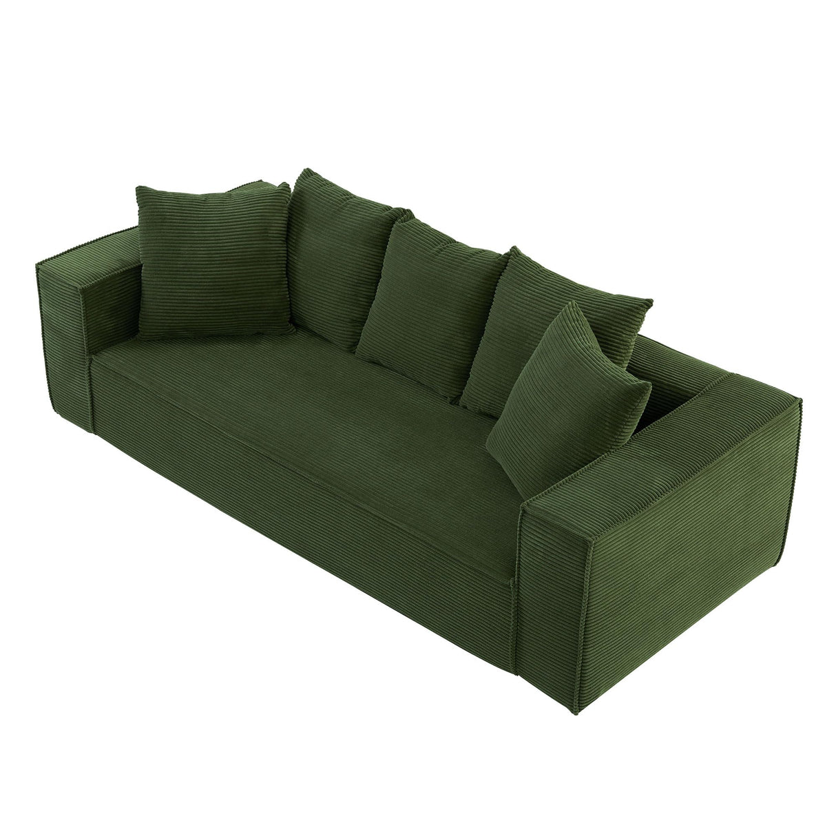 Corduroy Sofa with 5 Matching Cushions for Modern Living Room 3-Seater Sofa