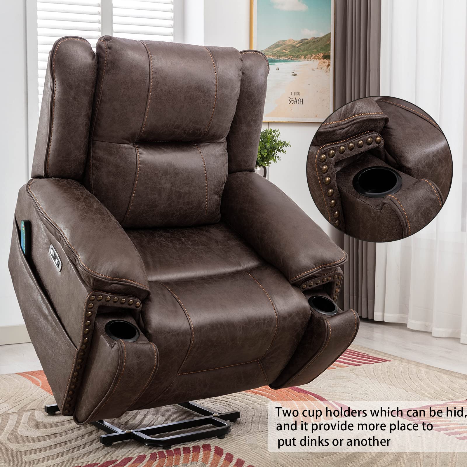 Dual Motor Large Power Lift Recliner Chair with Massage and Heat for Elderly Big People