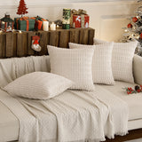 Pack of 4 Cream White Corduroy Christmas Decorative Throw Pillow Covers 18x18 Inch