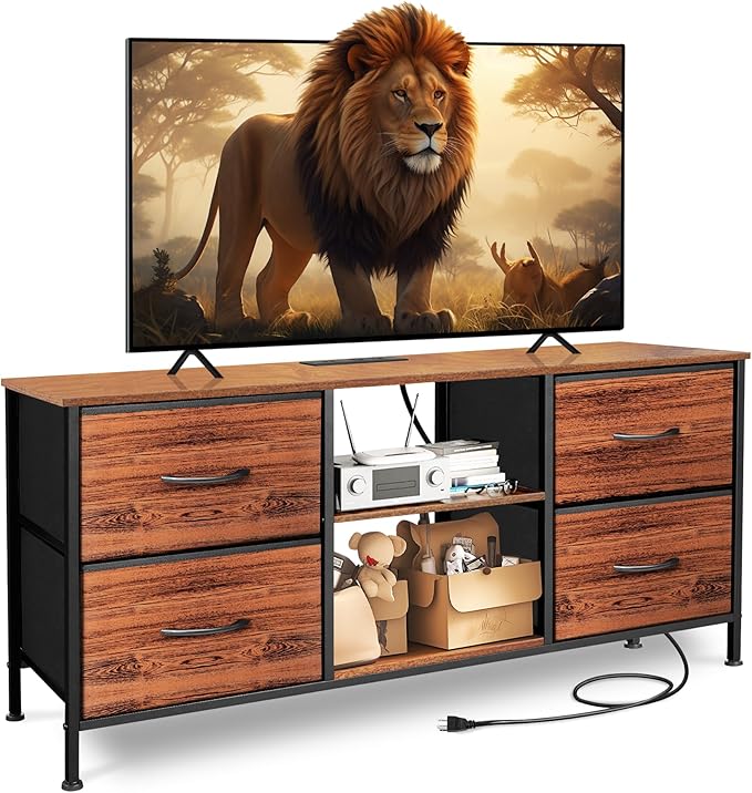 TV Stand for Bedroom, Television Stand for TV up to 46 Inch Entertainment Center Dresser for Bedroom