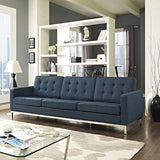 Loft Upholstered Fabric Mid-Century Modern Loveseat In Teal