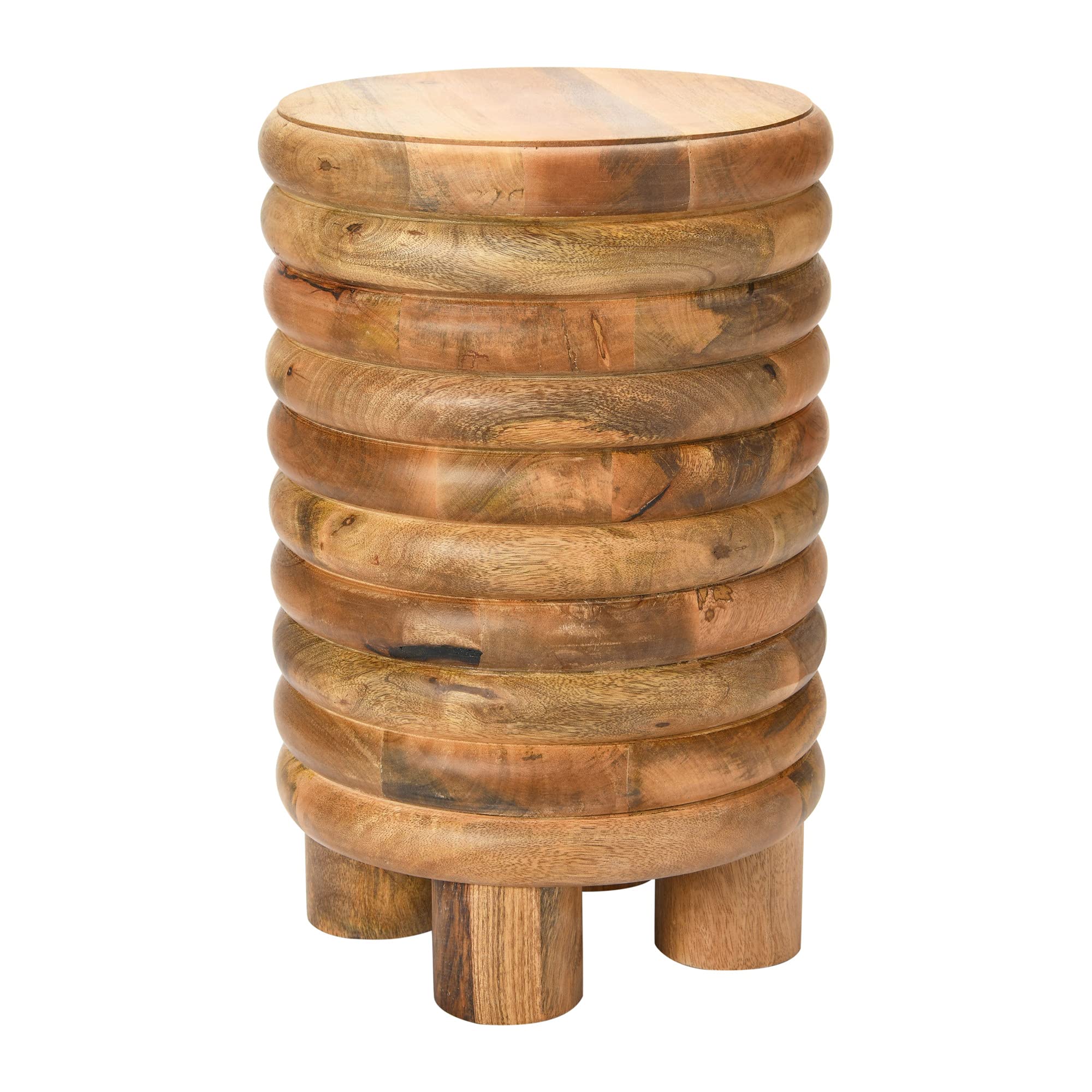 Dossier Vintage-Inspired Solid Wood Flat top for use, Natural Finish Stool/End Table