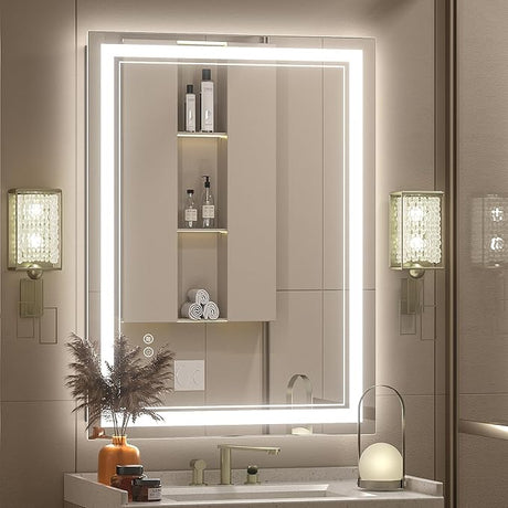 44" x 32" LED Bathroom Mirror, Lighted Bathroom Mirror with Lights, LED Lighted Mirror