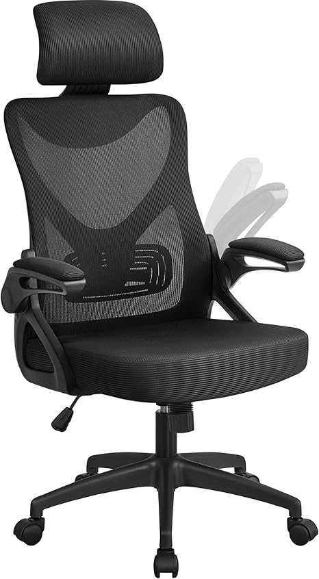 Ergonomic Mesh Office Chair, High Back Computer Chair with Flip-up Armrest Adjustable