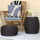 ML-5005 Resin Wicker Footstool Ottoman | Brown(16"D x 16"W x 9"H)
