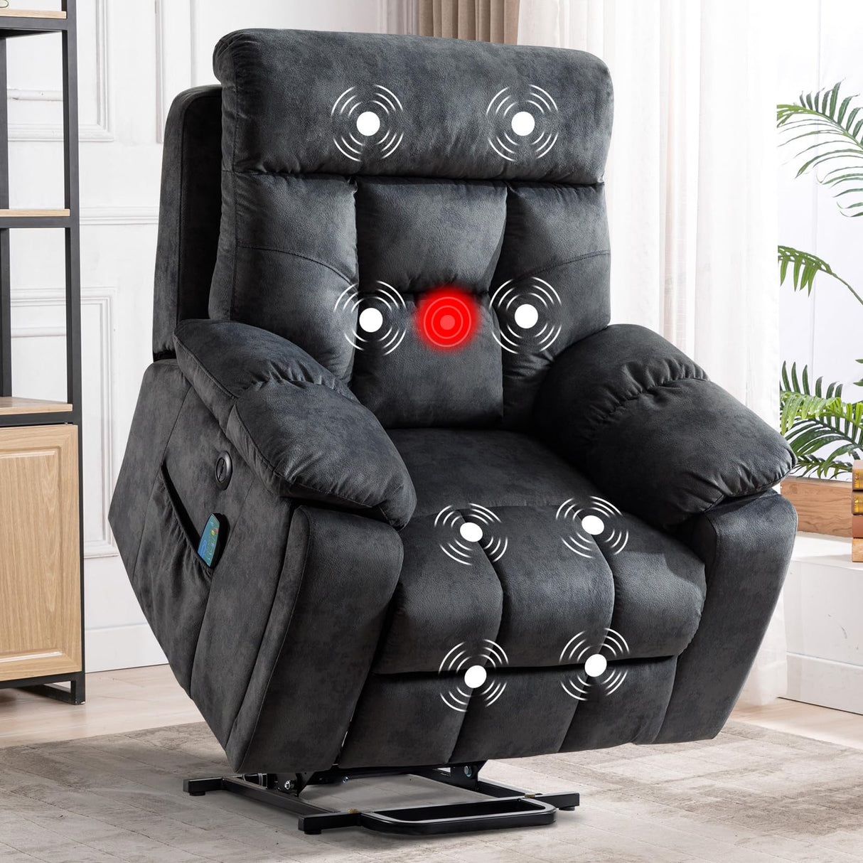 Large Power Lift Recliner Chair with Massage and Heat for Elderly Big and Tall People