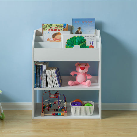 Wooden Storage Bookcase with Shelf, Playroom Bedroom Living and Office