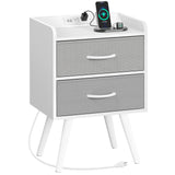 Night Stand with Charger Station, Nightstand with Drawers, Bedside Table