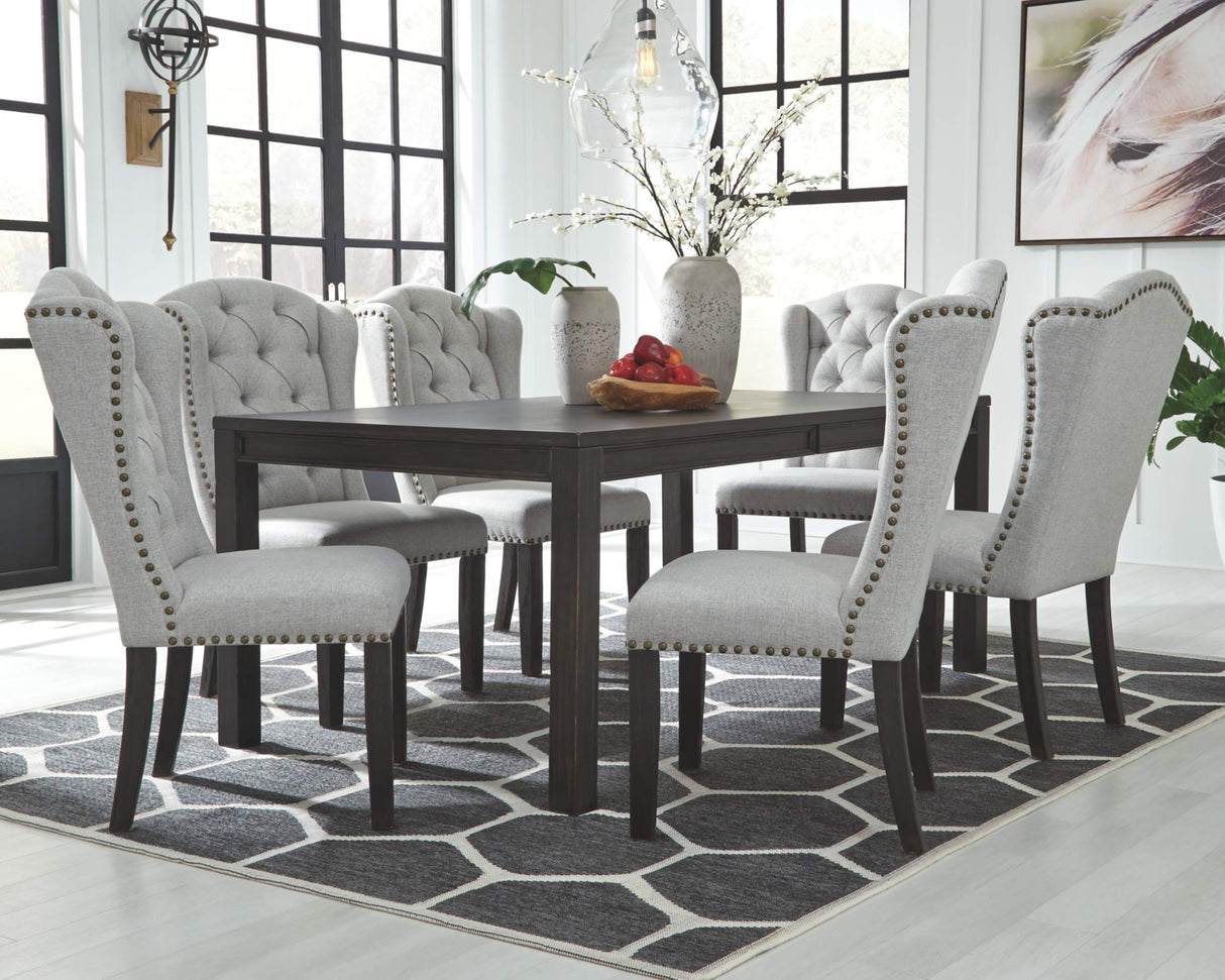 Jeanette Modern Rectangular Distressed Dining Table ONLY, Seats up to 6, Black