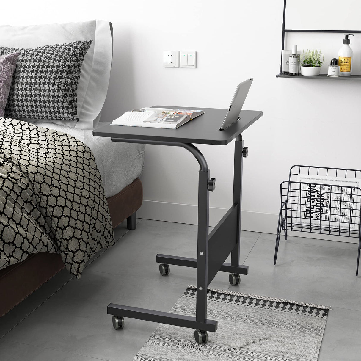 23.6 inch Adjustable Mobile Bed Table Portable Laptop Computer Stand Desks