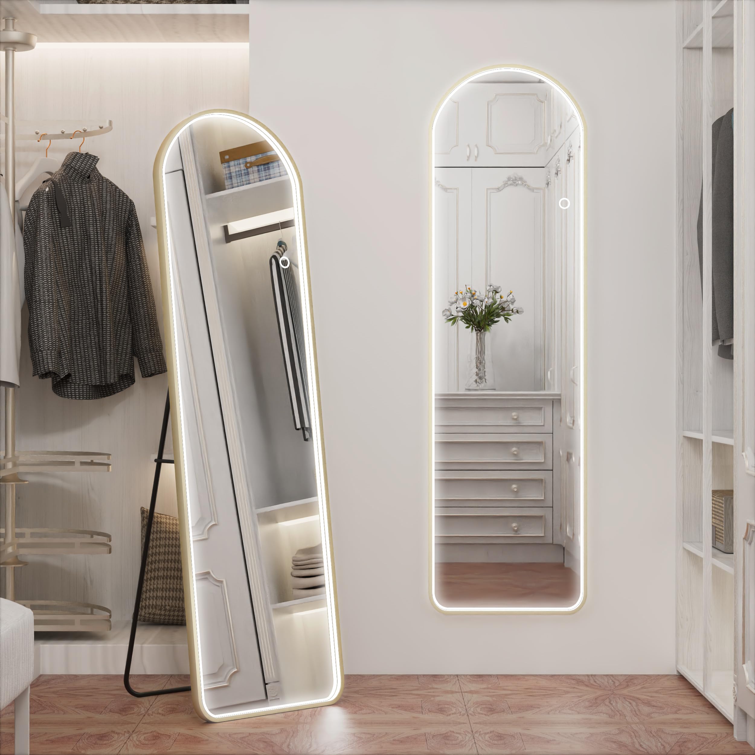 LED Full Length Mirror with Lights Arch Design,  Full Body Mirror