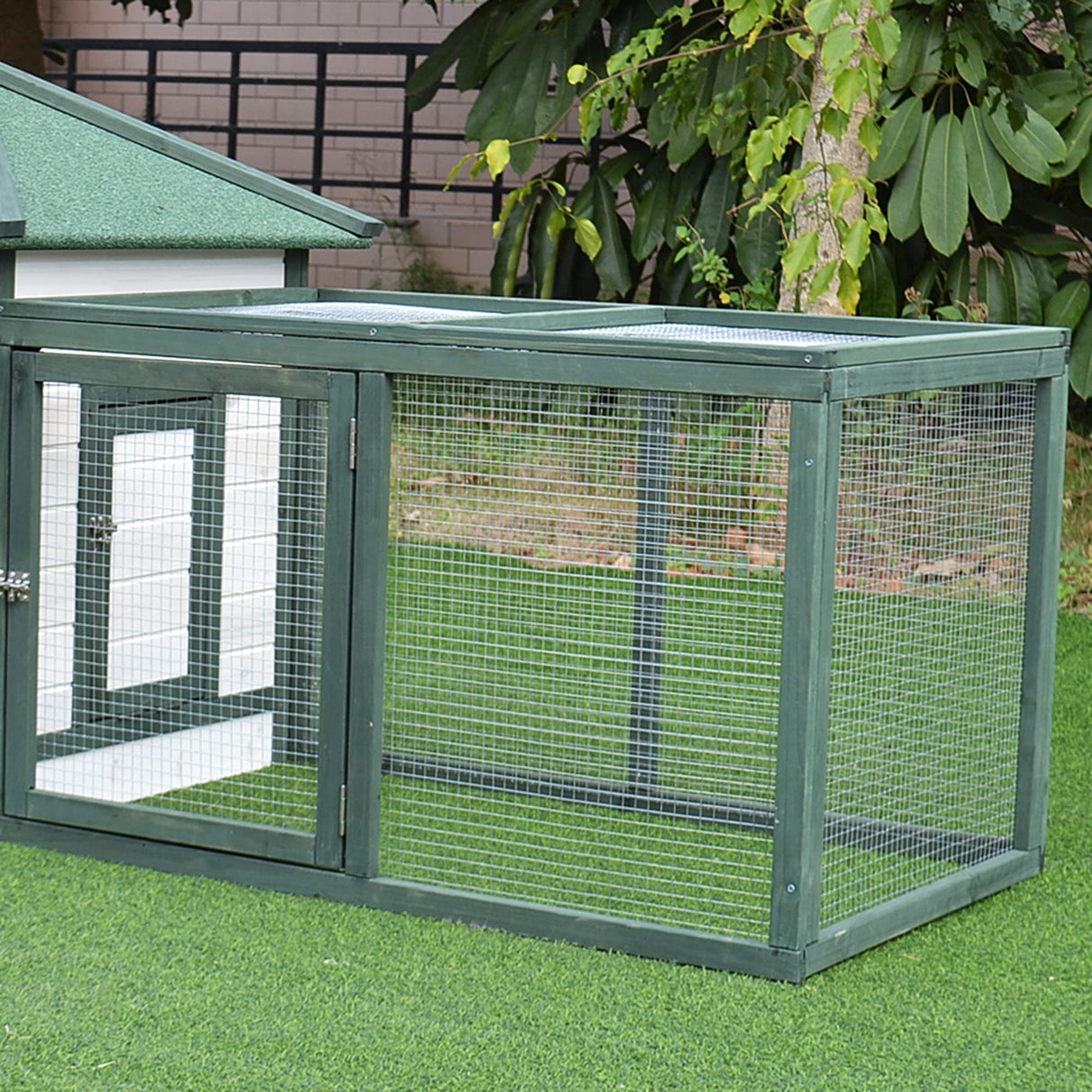 77" Wooden Chicken Coop with Nesting Box, Cute Outdoor Hen House