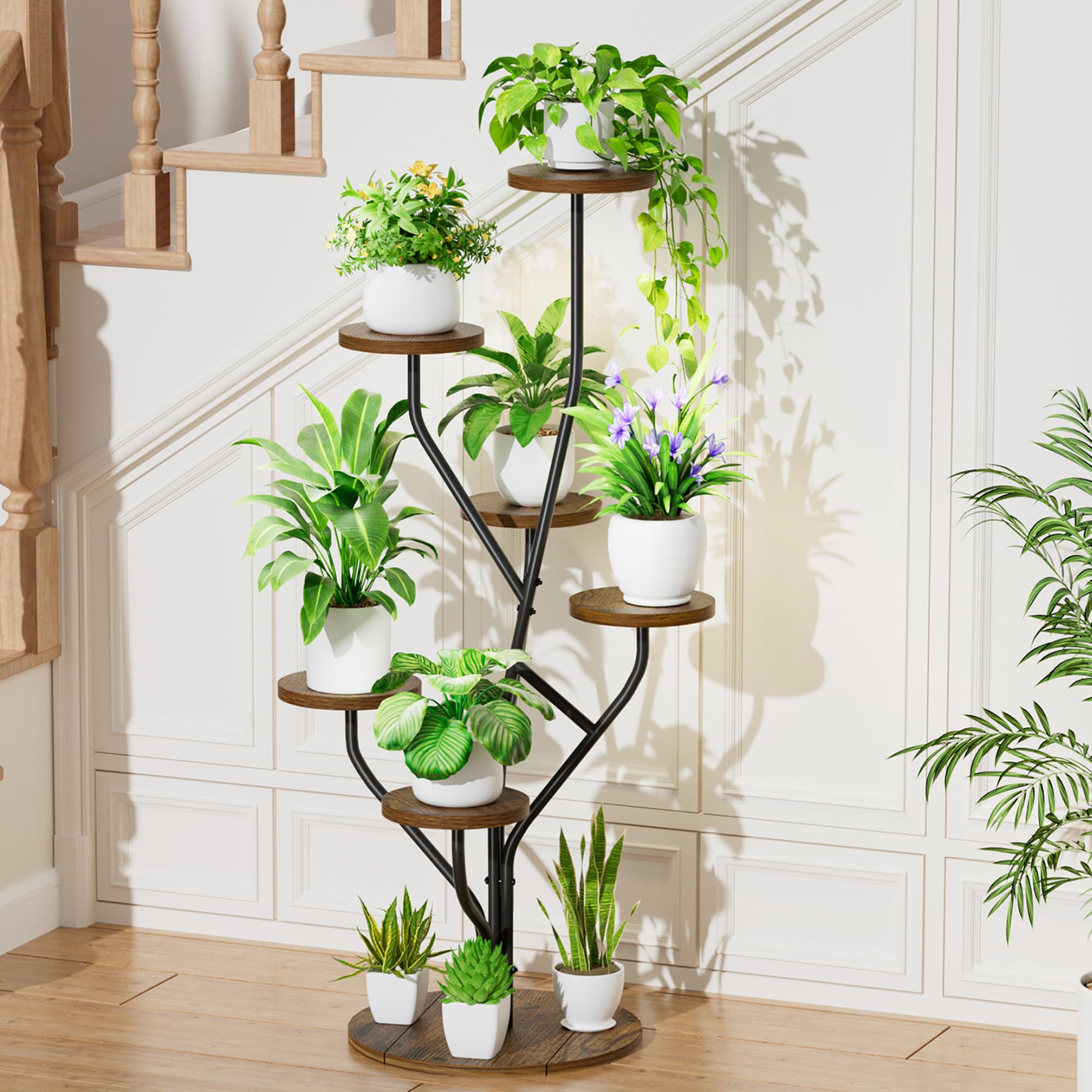 Plant Stand Indoor, Corner Plant Stand with Grow Lights - Tree-Shaped 7 Tiered Indoor