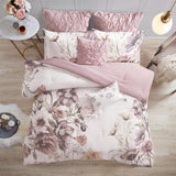 Floral Queen Comforter Set, Cotton Rich Bedding Set Feminine Design Shabby Chic Queen