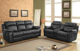 Reclining Loveseat w/ Center Console Cup Holder, Black Bonded Leather