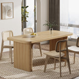 Dining Table for 4-6, Rectangular Wood Kitchen Table with Double Pedestal