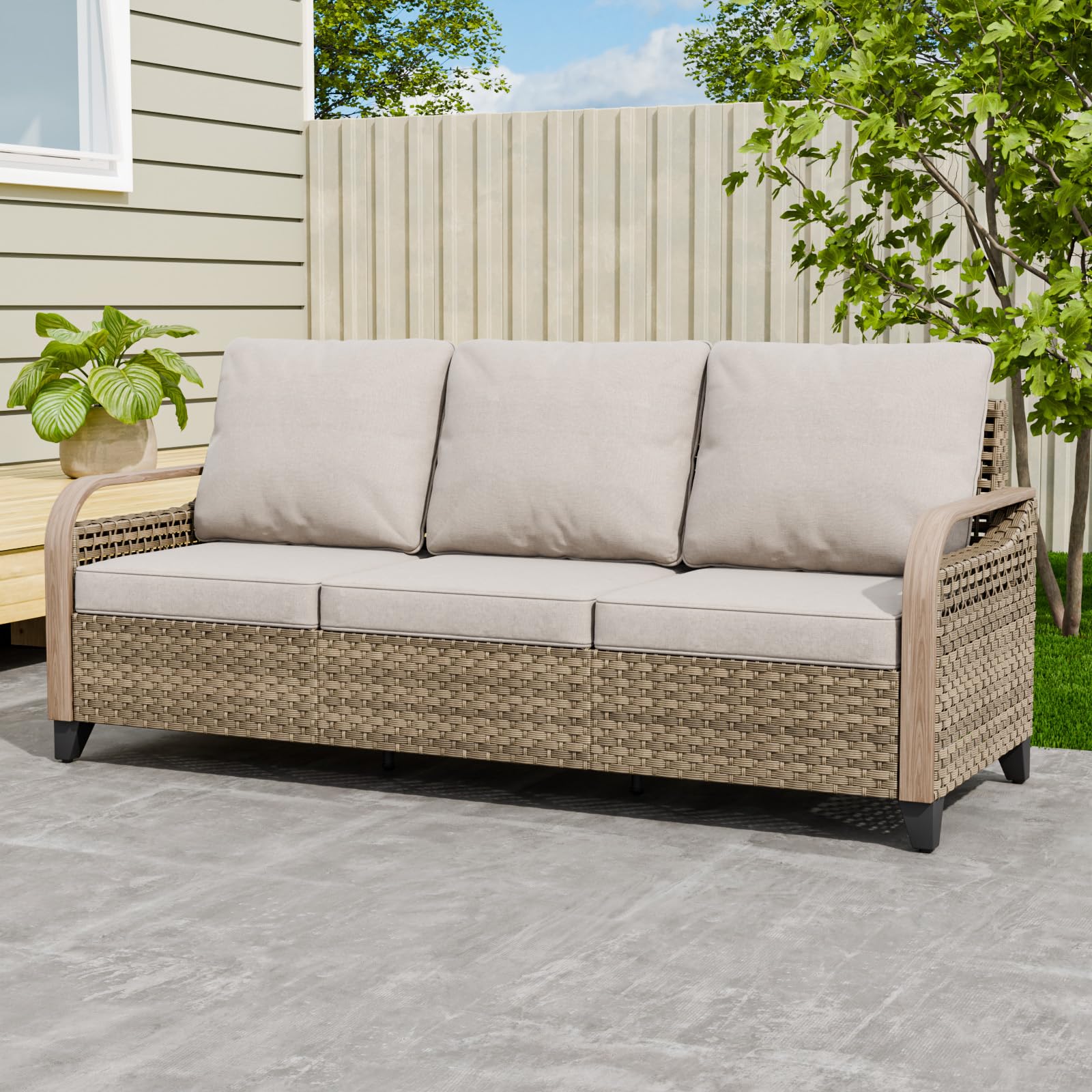 Wicker Outdoor Patio Sofa Modern Rattan Patio Furniture Loveseat