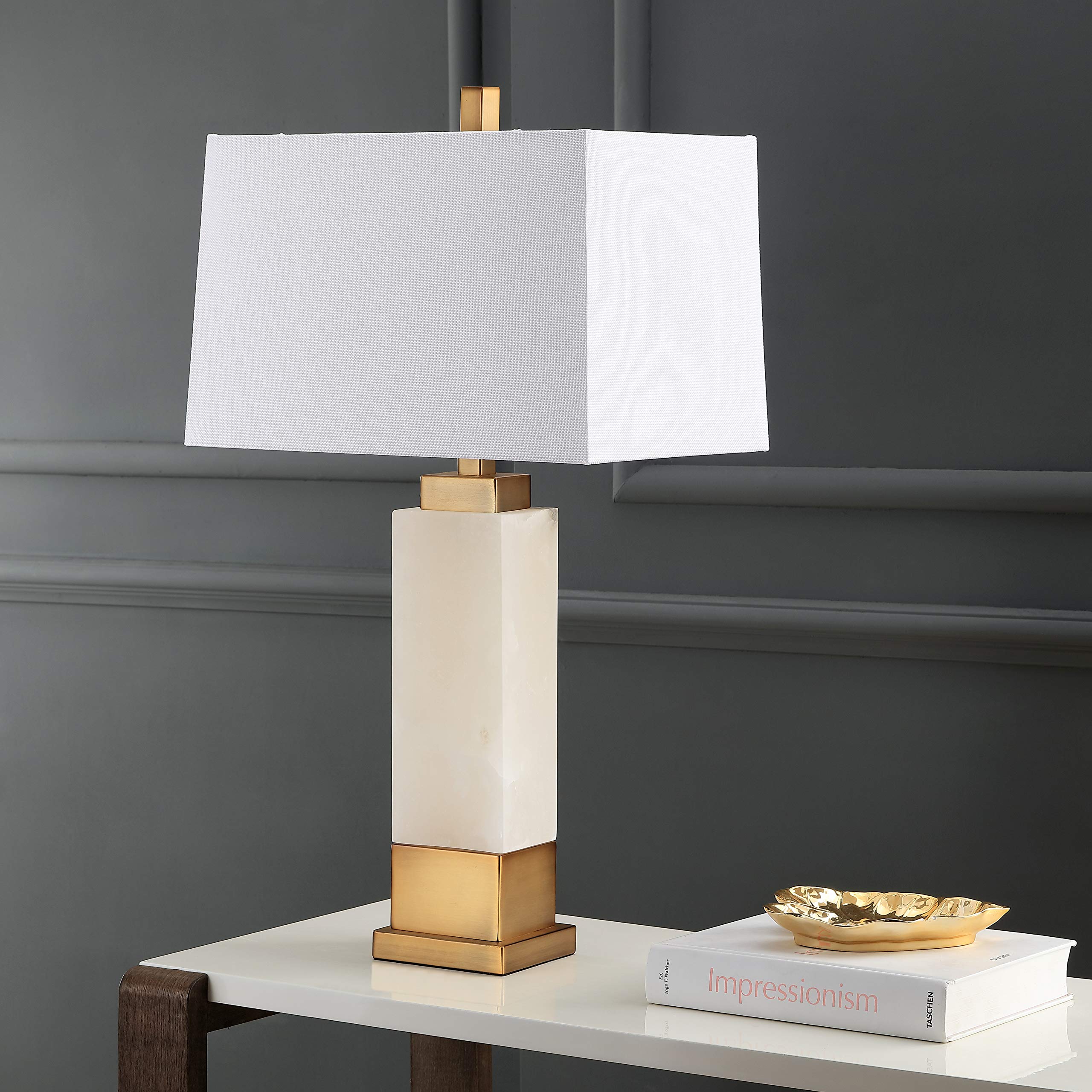 Rozella Alabaster White & Gold Table Lamp 30-Inch