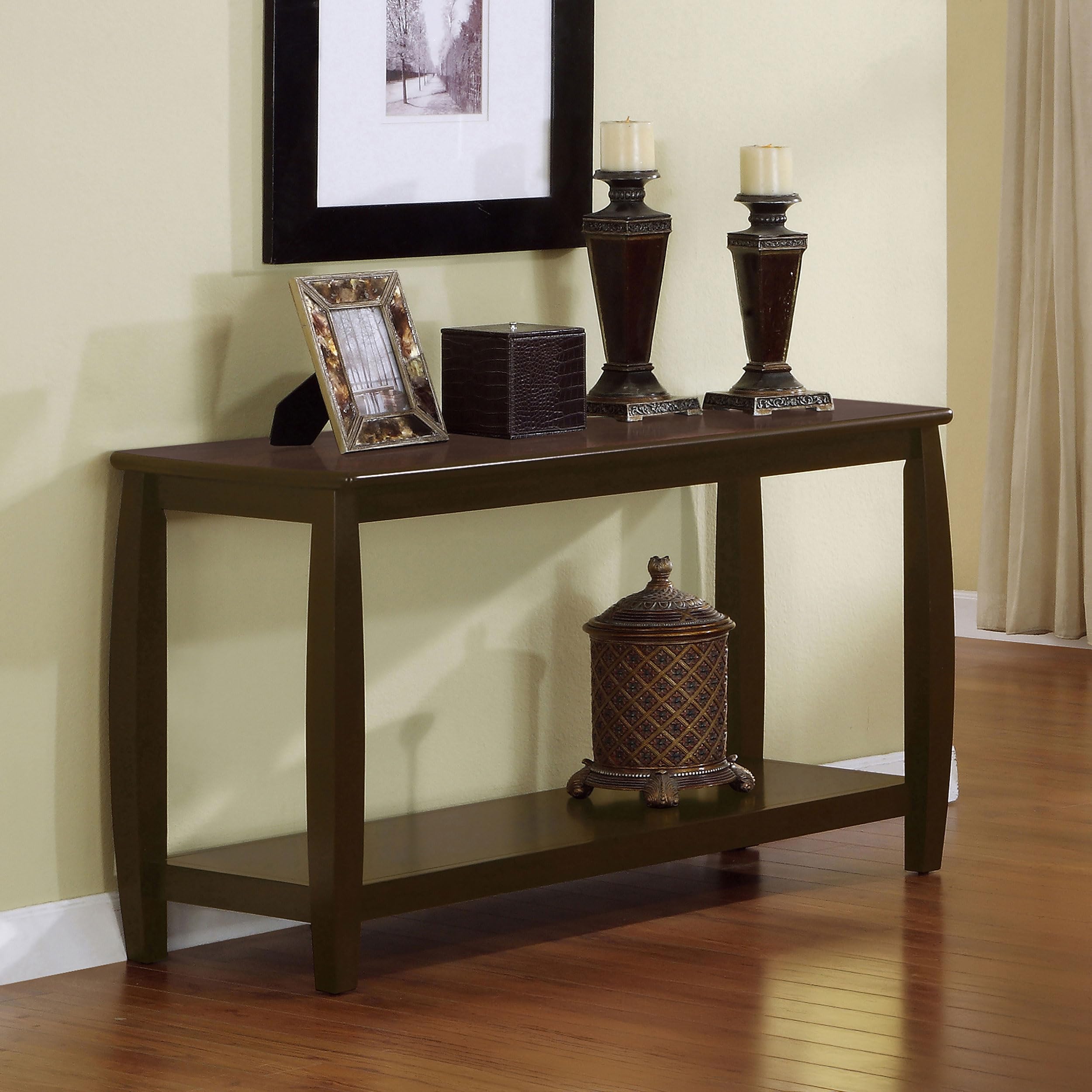 Rectangular Lower Shelf Espresso Sofa Table 47.5"D x 18"W x 28"H Brown 701079
